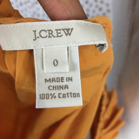 🍑J.CREW Yellow Ruffle Collar Cotton Blouse - Picture 5 of 5